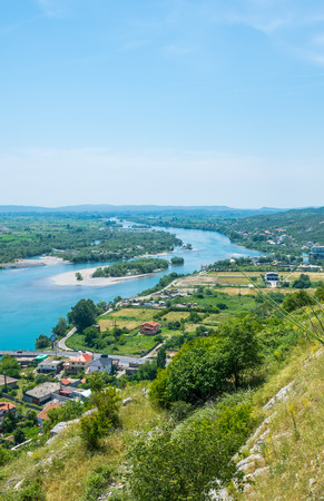 Scenic views from the walls of the medieval fortress of Rozafa.の写真素材