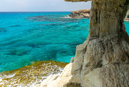 The unusual picturesque cave is located on the Mediterranean coast. Cyprus, Ayia Napa.の写真素材