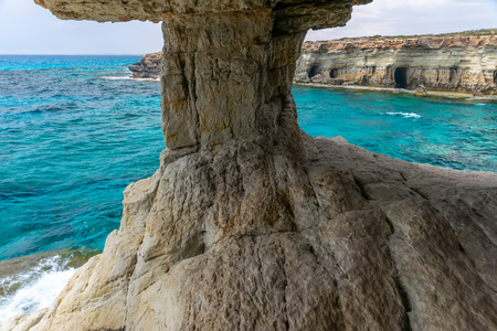 The unusual picturesque cave is located on the Mediterranean coast. Cyprus, Ayia Napa.の写真素材