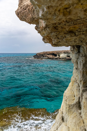 The unusual picturesque cave is located on the Mediterranean coast. Cyprus, Ayia Napa.の写真素材