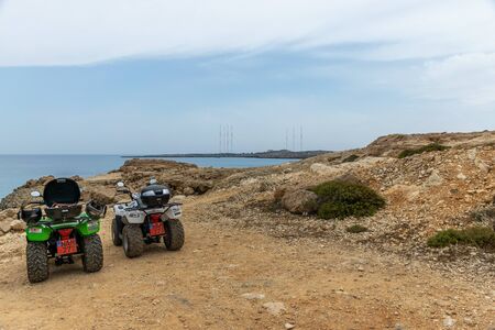 CYPRUS - MAY 11/2018: Tourists travel along the azure coast of the Mediterranean.のeditorial素材