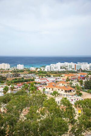 View of the city of Protaras from the top of the mountain, on which the Church of the Prophet Elijah is located.の写真素材