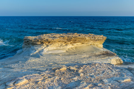 White cliffs beach on the island of Cyprusの写真素材