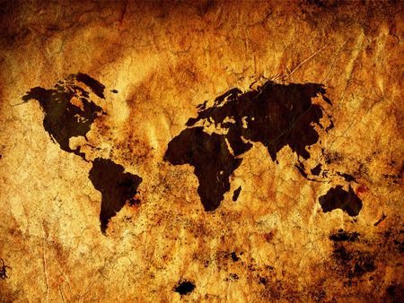 Old vintage world map - All continents