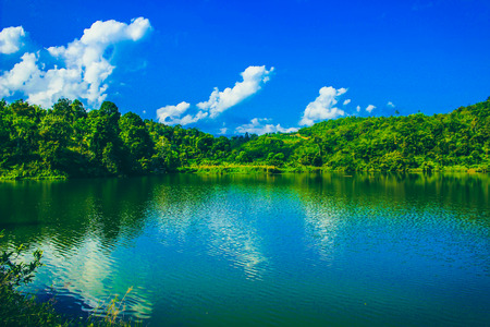 blue sky lakeの写真素材