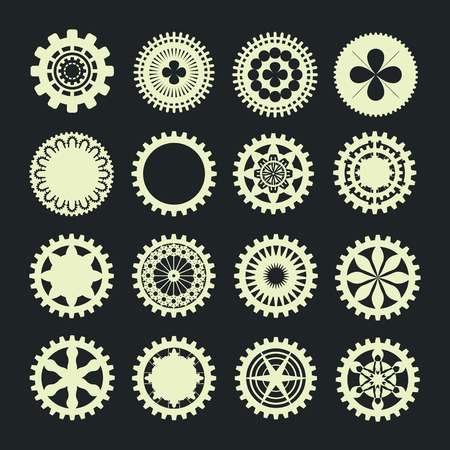 of gears collection in vintage style iconのイラスト素材
