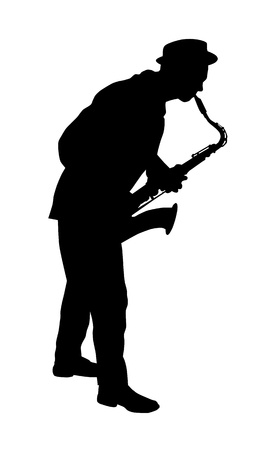 silhouette of a saxophone playerのイラスト素材