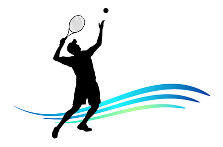 Illustration - silhouette of a tennis player with elementsのイラスト素材