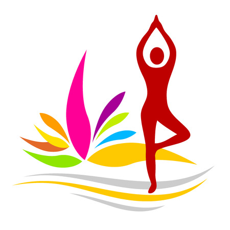 yoga workout with flowerのイラスト素材