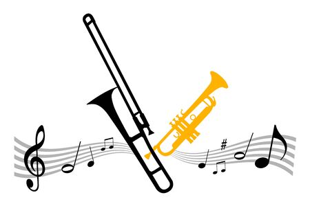 Music instrument illustration with tromboneのイラスト素材