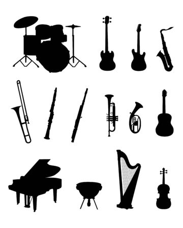 Music instruments vector illustrationのイラスト素材