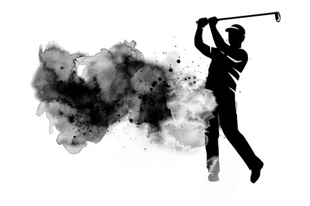 Golf sport graphic with watercolor background in vector quality.のイラスト素材