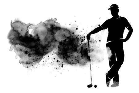 Golf sport graphic with watercolor background in vector quality.のイラスト素材
