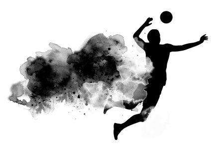 Volleyball sport graphic with watercolor background in vector quality.のイラスト素材