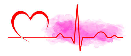 Graphic with electrocardiogram and heart in vector quality.