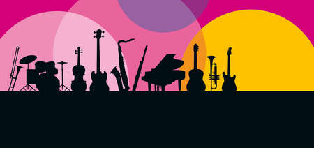 Music background graphic with instruments in vector quality.のイラスト素材