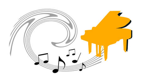 Music graphic with piano in vector quality.のイラスト素材