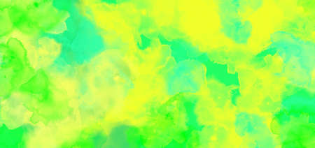 Watercolor ink background graphic with green and yellow color.の写真素材