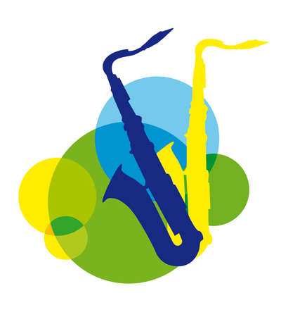 Music graphic with saxophone. The graphic is also to be used as cmyk graphic.のイラスト素材