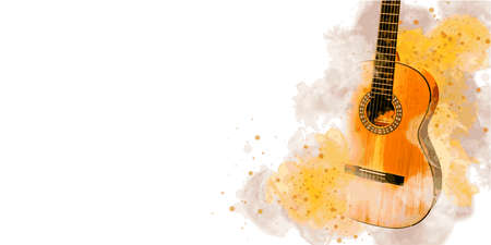 Music illustration with guitar and abstract elements.のイラスト素材