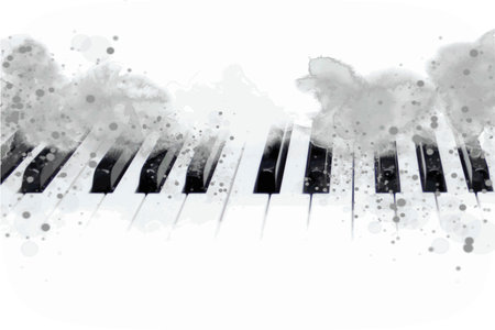 Music illustration with piano and abstract elements.のイラスト素材
