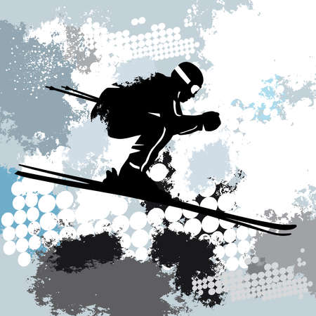 Ski sport graphic with dynamic background.のイラスト素材