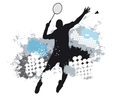 Badminton sport graphic with dynamic background.のイラスト素材
