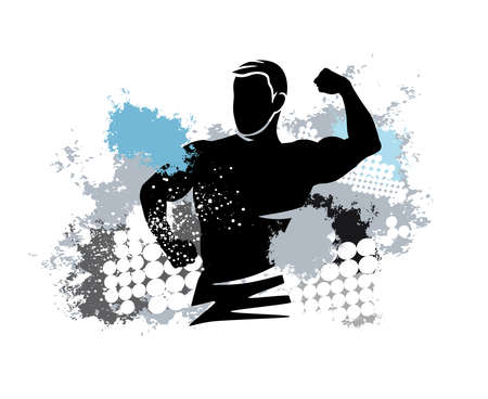 Bodybuilding sport graphic with dynamic background.のイラスト素材