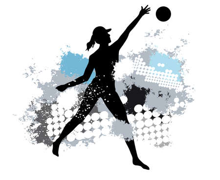 Beach volleyball sport graphic with dynamic background.のイラスト素材