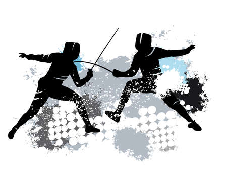 Fencing sport graphic with dynamic background.のイラスト素材