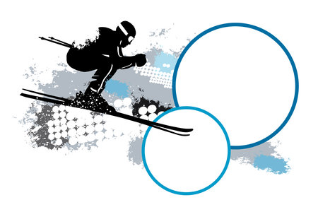 Ski sport graphic with text buttons.のイラスト素材
