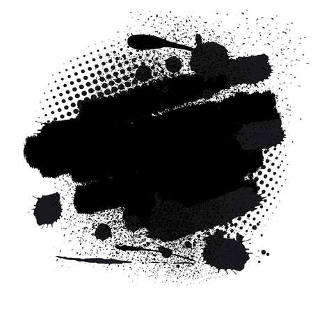 Abstract black watercolor ink blobs.のイラスト素材