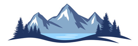 Landscape graphic with mountains.のイラスト素材