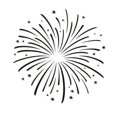 Fireworks on a white background, can be used for celebrations and New Year events. Vector graphic.のイラスト素材