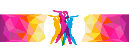 Cricket sport graphic for use as a template for flyer or for use in web design.のイラスト素材