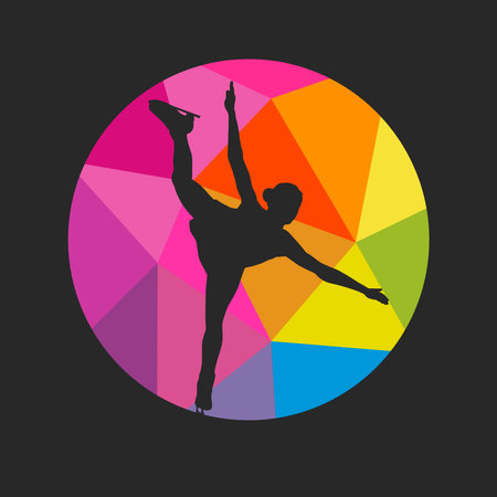 Figure skating sport graphic for use as a template for flyer or for use in web design.のイラスト素材