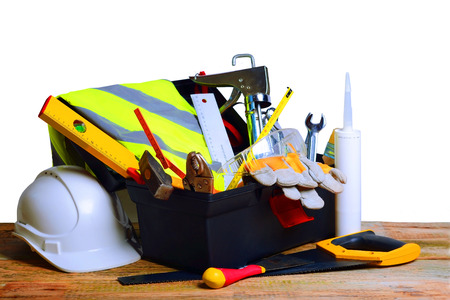 Worker tools isolated on white background の写真素材