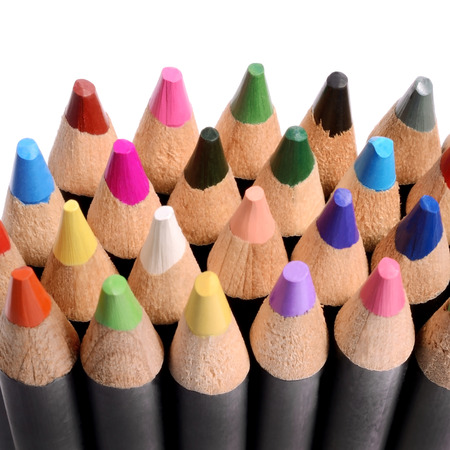Group of multicolor pencils closeup shot.の写真素材