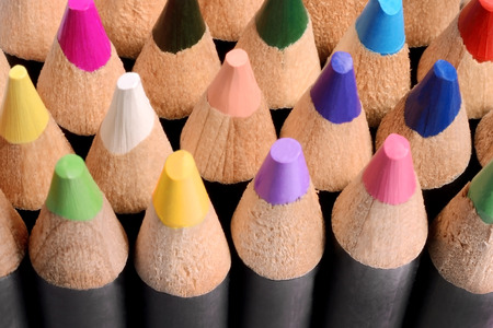 Close up of a group of colored pencils.の写真素材