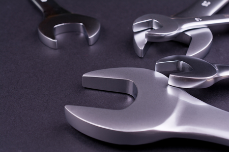 Set of  wrenches on black background.の写真素材