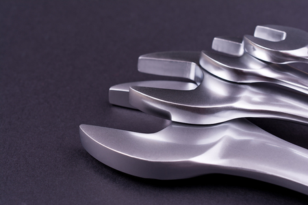 Set of  wrenches on black background.の写真素材
