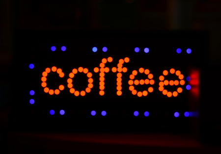 blur light coffee letters at nightの写真素材