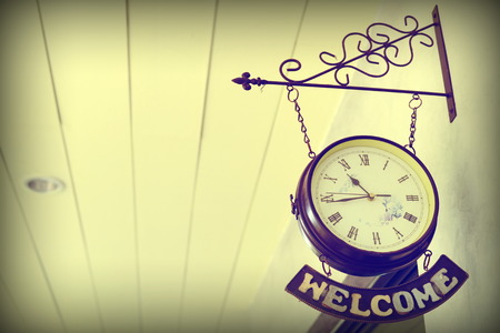 old style welcome clock vintage effect