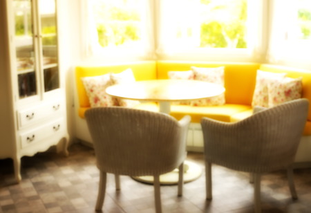 blur yellow sofa in vintage living roomの写真素材
