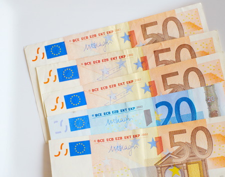 euro banknote money on white background