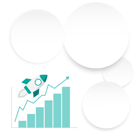 business start up circle white paper vector infographic graph element and rocket backgroundのイラスト素材