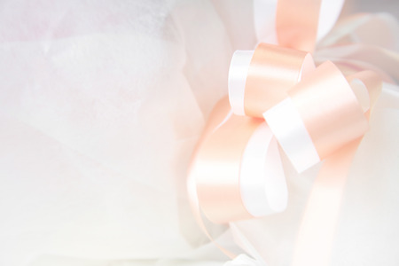 orange white ribbon for gift celebrate  bouquet sweet soft romance backgroundの写真素材