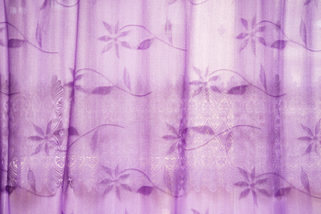 transparency pink purple curtain with sweet flower and lace fabric texture interior home backgroundの写真素材