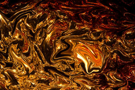yellow golden metallic liquidity luxury abstract background illustrationの写真素材