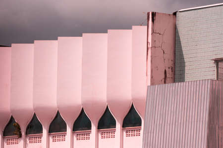 pink part architecture design of building city backgroundの写真素材